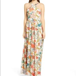 Lulus Lilja Floral Halter Neck Maxi Dress